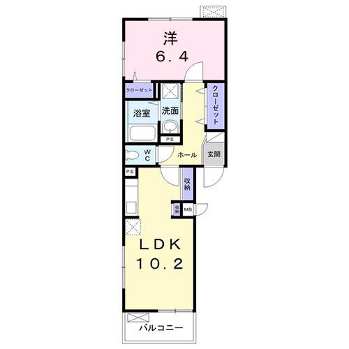 サンルミエール(1LDK/2階)の間取り写真