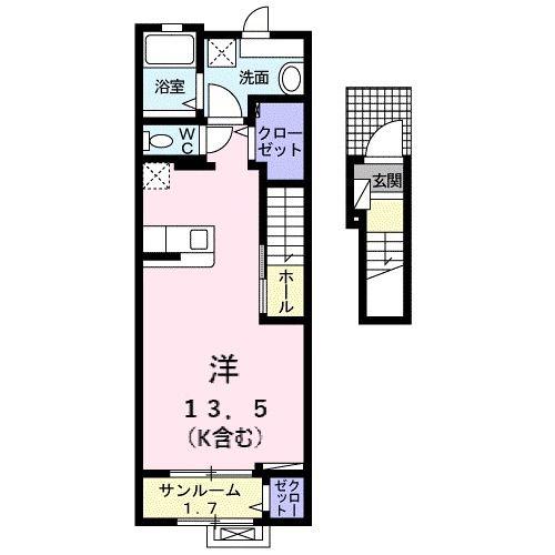 ベル エテルノ(ワンルーム/2階)の間取り写真