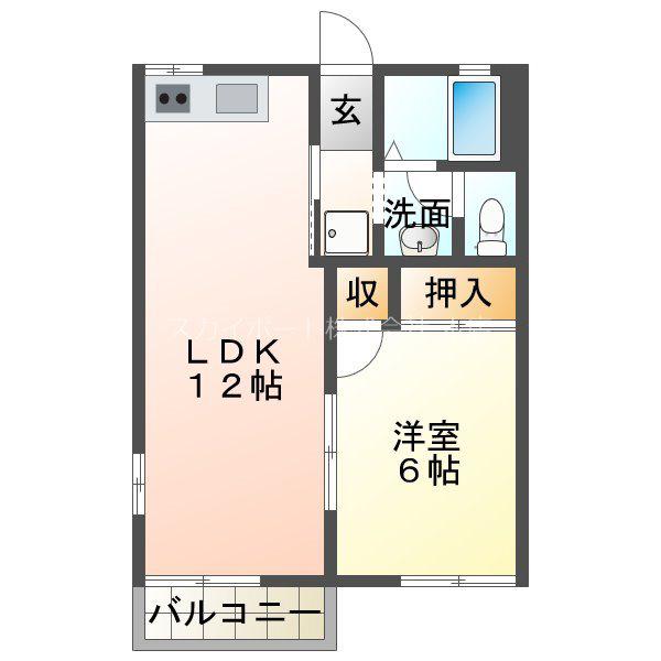 セントポーリア葵B(1LDK/2階)の間取り写真