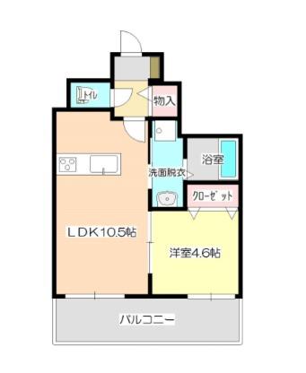エスポワール参番館(1LDK/3階)の間取り写真