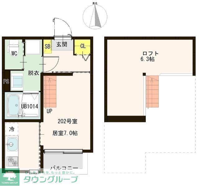 GOLAI薬師堂(1K/2階)の間取り写真