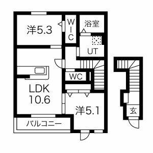 ヴェルモア A棟(2LDK/2階)の間取り写真