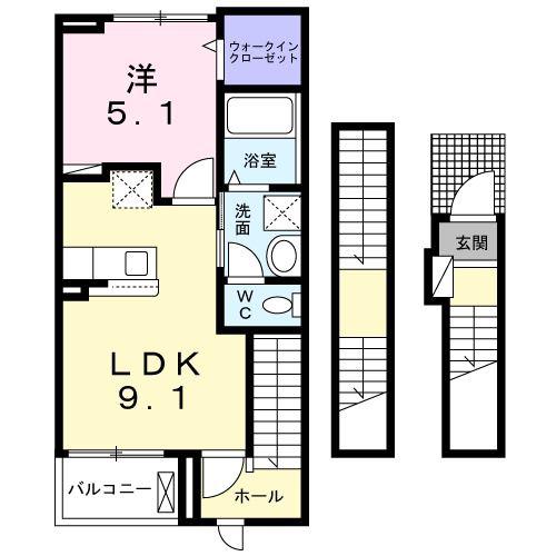 メゾンド エクセル(1LDK/3階)の間取り写真