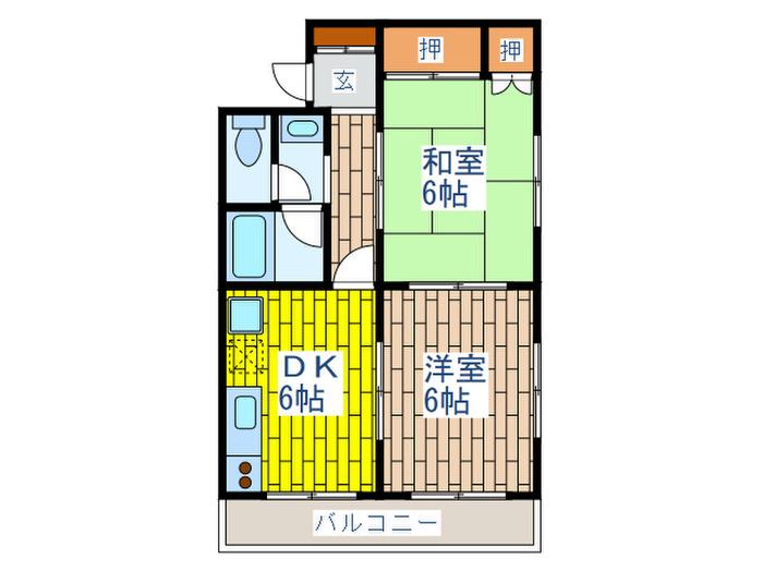 プラネックスミネ(2DK/2階)の間取り写真