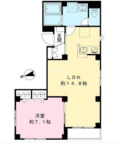 BANDOL SHIBADAIMON(1LDK/4階)の間取り写真