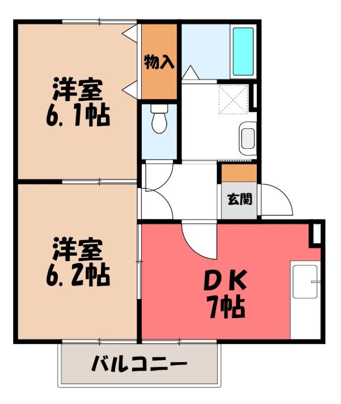 パナステージ四季の郷 C棟(2DK/1階)の間取り写真