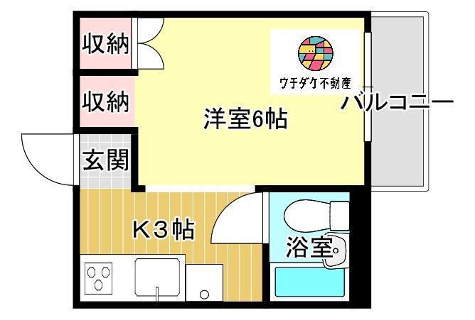 鴨池パークハイツ(1K/1階)の間取り写真