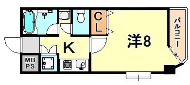 YKハイツ旭が丘(1K/1階)の間取り写真