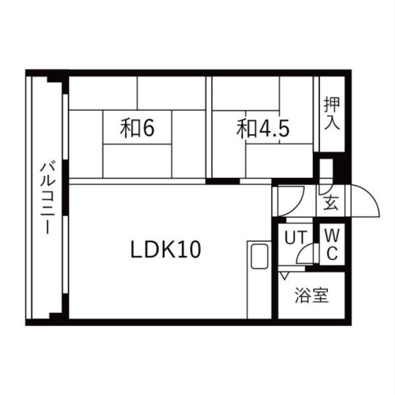ふじいハイツ平岸(2LDK/9階)の間取り写真