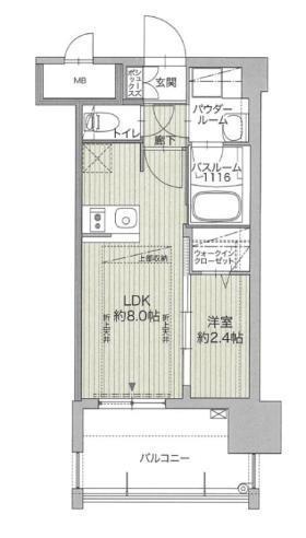 グランフォーレ博多ウォーターフロント(1LDK/4階)の間取り写真