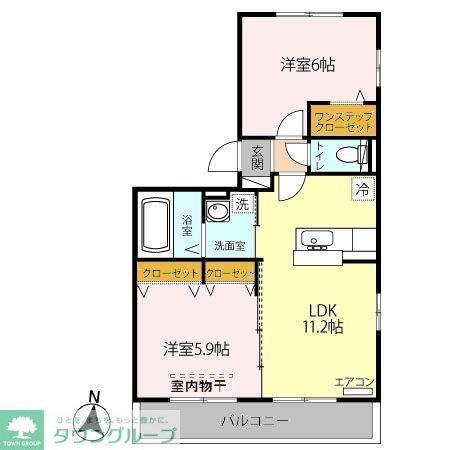 オッツ吉川 B(2LDK/2階)の間取り写真