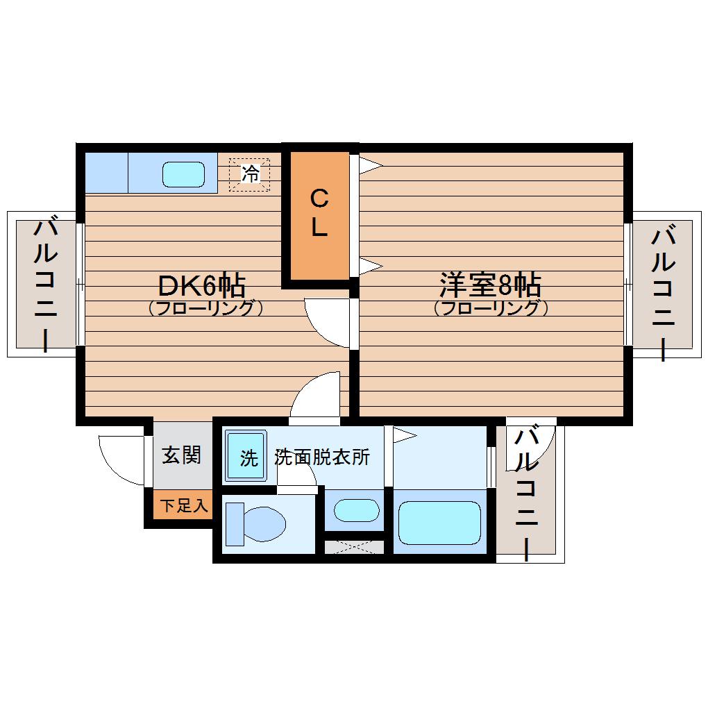 サンコートヒルズみずほ台II番館(1DK/1階)の間取り写真