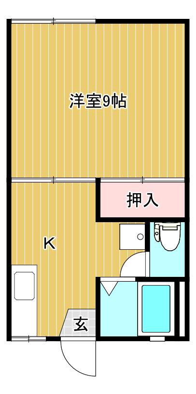 交詢ハイツB(1K/2階)の間取り写真