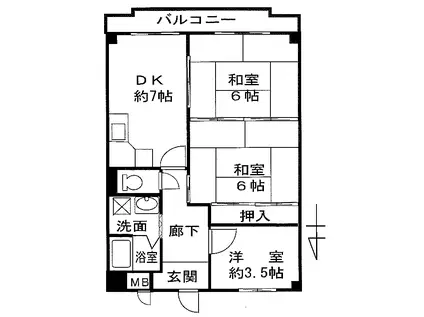 グレース南住吉(3DK/3階)の間取り写真