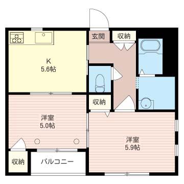 ピュア ハウス(2K/3階)の間取り写真