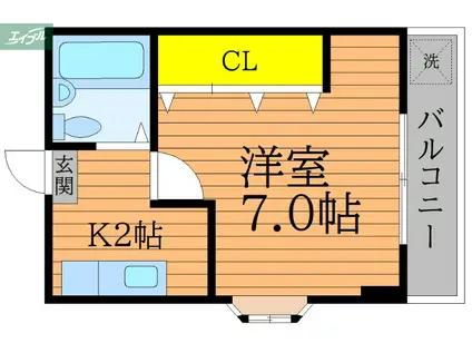 ラッキーハウス 南棟(1K/2階)の間取り写真