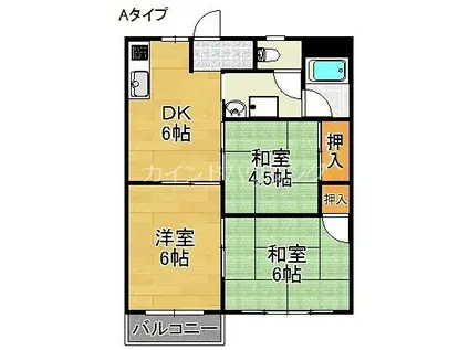 ハイツ山本C.D棟(3DK/1階)の間取り写真