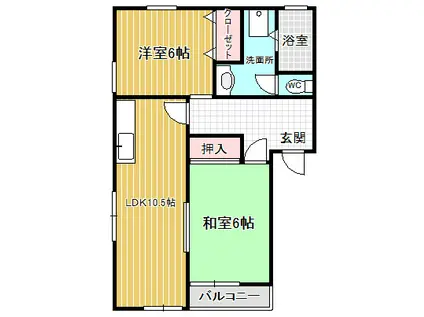 ヴィレッジ・みつ葉(2LDK/2階)の間取り写真
