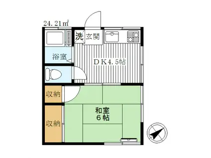 桜ハイツ(1DK/2階)の間取り写真