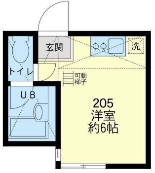 ユナイト保土ヶ谷フィリップの丘(ワンルーム/2階)の間取り写真