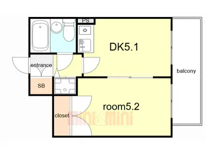 朝日プラザ兵庫大開通(1DK/9階)の間取り写真