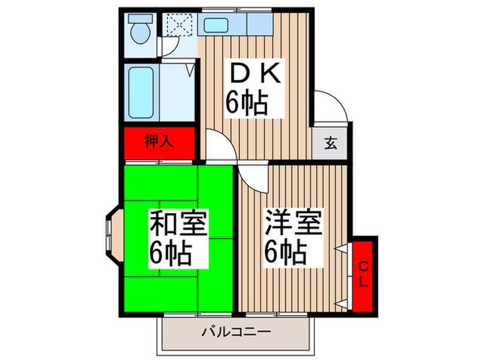 リバーハイツ(2DK/2階)の間取り写真