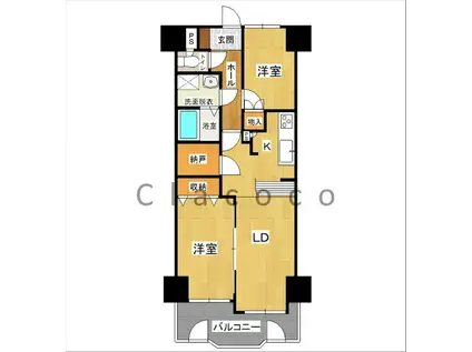 グランドハイツ鶴田(2SLDK/2階)の間取り写真