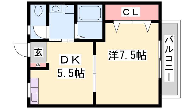 アメニティコーポ(1DK/1階)の間取り写真