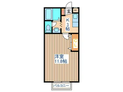 ハウスリバーユB(1K/2階)の間取り写真