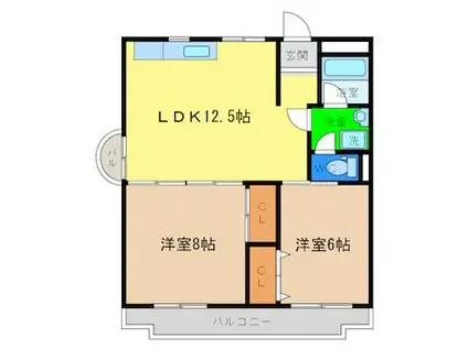 第2 サニーハイツ(2LDK/2階)の間取り写真