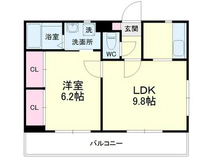 ビアン・カリテ(1LDK/2階)の間取り写真