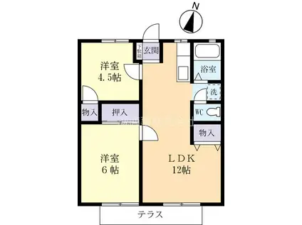 アーバン松代(2LDK/1階)の間取り写真