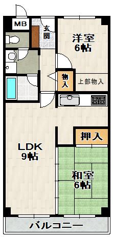 ロイヤルメゾン宝塚南(2LDK/4階)の間取り写真