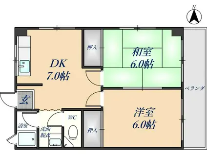 星光マンション(2DK/3階)の間取り写真
