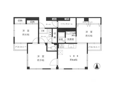 アムール王子公園(3LDK/3階)の間取り写真