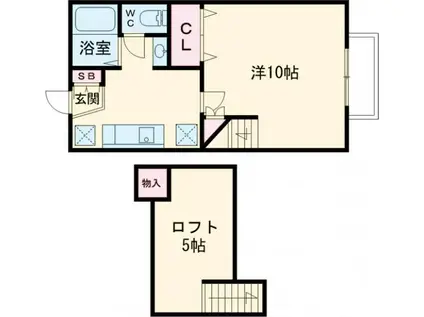 エスポワールシャトー愛子II(1K/2階)の間取り写真