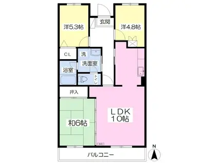 プラーナタウン(3LDK/5階)の間取り写真