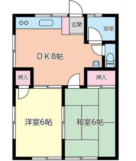 サンハイム椿(2DK/1階)の間取り写真