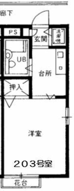 ラーイスフラッツ(1K/2階)の間取り写真