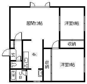 ノーザンパークA・B(2LDK/2階)の間取り写真