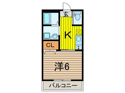 ミッドヴィラージュ(1K/2階)の間取り写真