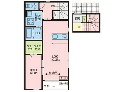 ハドルハシヌマ(1LDK/2階)の間取り写真