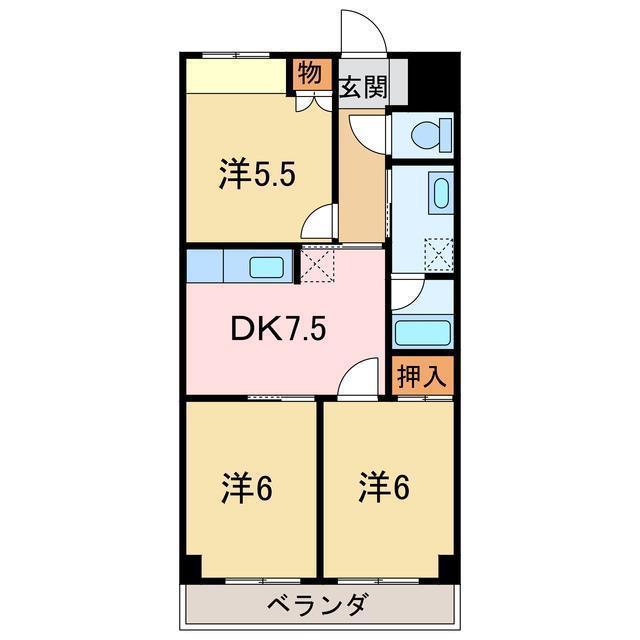 第7水野マンション(3DK/4階)の間取り写真