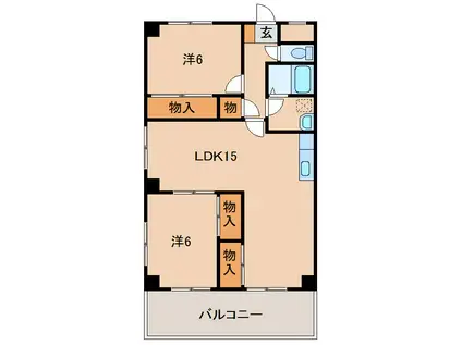 サンハイム砂山(2LDK/6階)の間取り写真