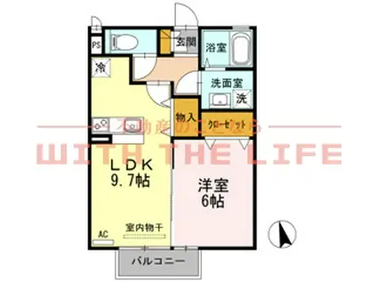 アヴリル(1LDK/2階)の間取り写真