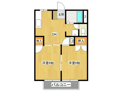 レジデンスピュア(2DK/2階)の間取り写真