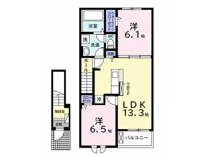 クレスト(2LDK/2階)の間取り写真
