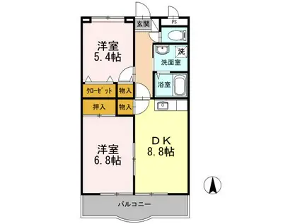 サンフォーレ青葉台(2DK/2階)の間取り写真