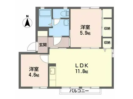 ボルトシティ熊取3(2LDK/1階)の間取り写真