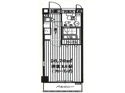 グリーンロード鷺宮II(1K/3階)の間取り写真